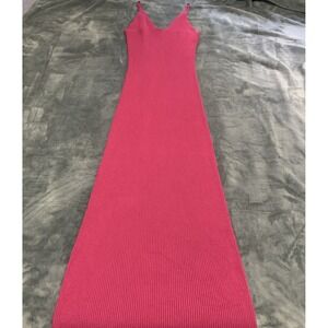 Freshman 1996 Dress Womens Large Maroon Ribbed Knit Maxi Bodycon Y2K Sexy Summer